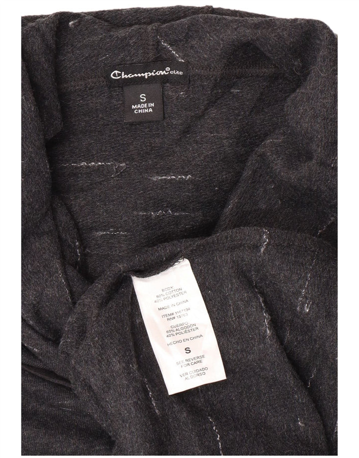 Champion Women's Oversized Hoodie Jumper UK 10 Small Grey Flecked Cotton