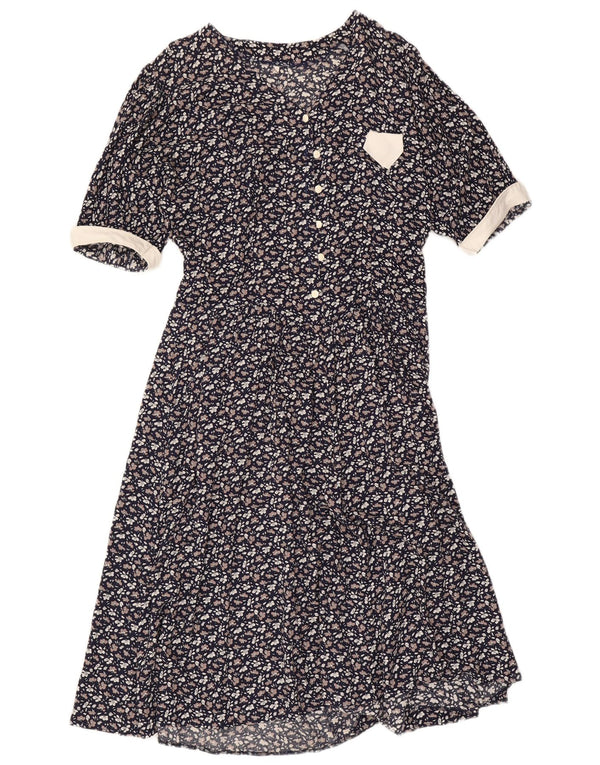 Vintage Γυναικείο Oversized Maxi Φόρεμα EU 40 Medium Navy Blue Floral Viscose