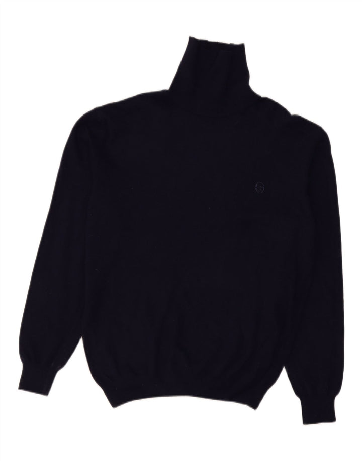 SERGIO TACCHINI Ανδρικό πουλόβερ πουλόβερ με ρολό λαιμόκοψη μεγάλο μπλε μάλλινο