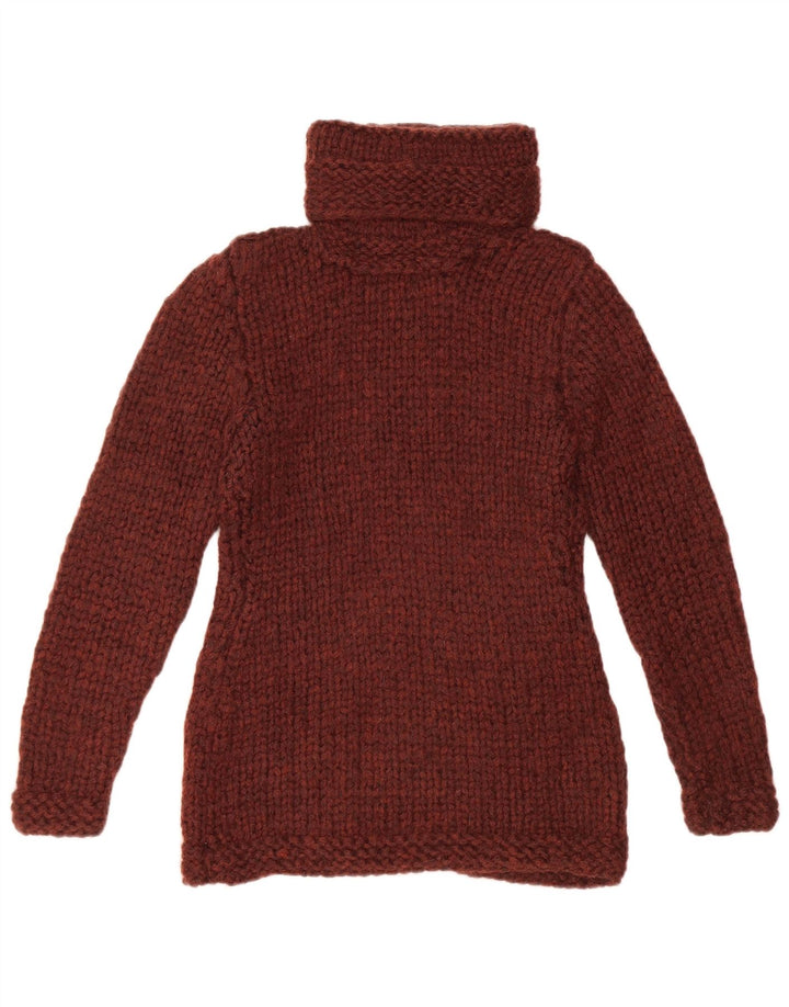 Vintage γυναικείο πουλόβερ με ρολό λαιμόκοψη UK 10 Small μπορντό