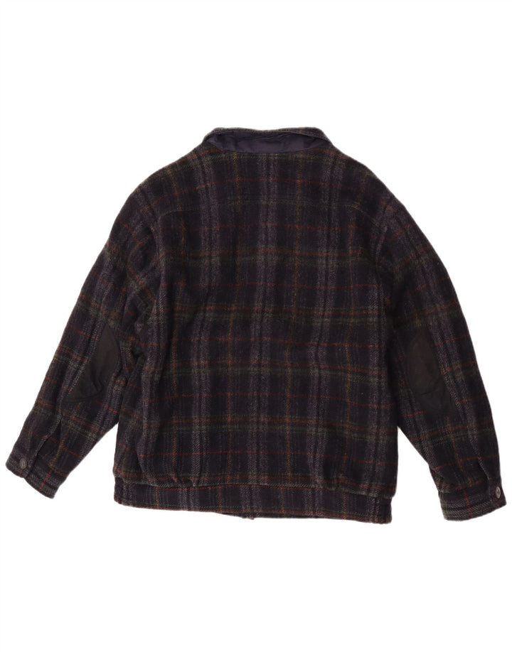 Vintage Ανδρικό μπουφάν UK 36 Small Navy Blue Check New Wool