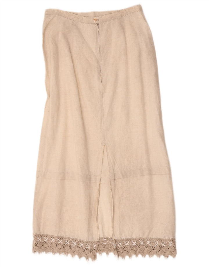 Γυναικεία Μίντι Φούστα L.Pucci IT 44 Medium W28 Μπεζ Λινό