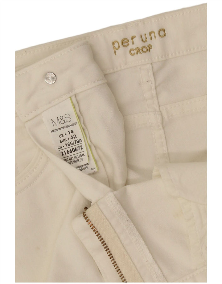 Γυναικεία Marks & Spencer Per Una Cropped Παντελόνι UK 14 Large W32 L21 White