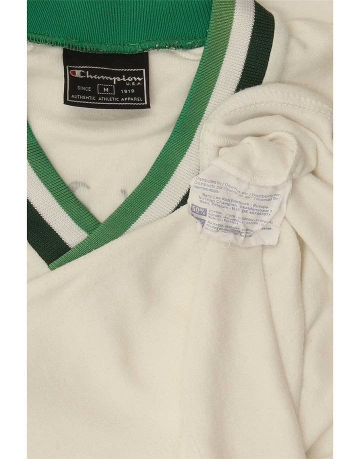 Champion Ανδρικό γραφικό T-Shirt Top Μεσαίο λευκό βαμβακερό