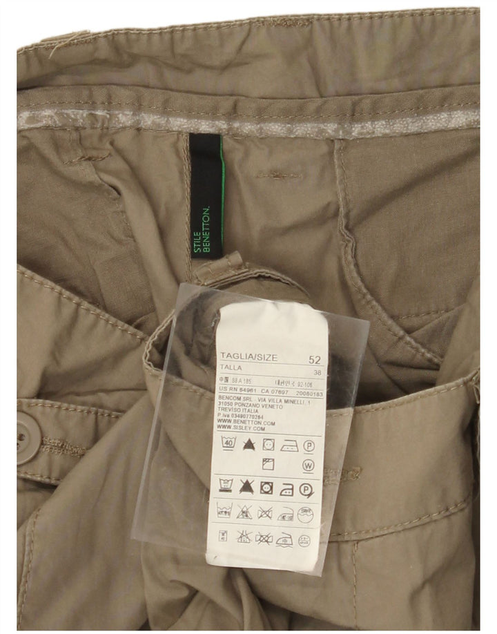 BENETTON Ανδρικό ίσιο παντελόνι Cargo IT 52 XL W38 L34 Χακί Βαμβακερό