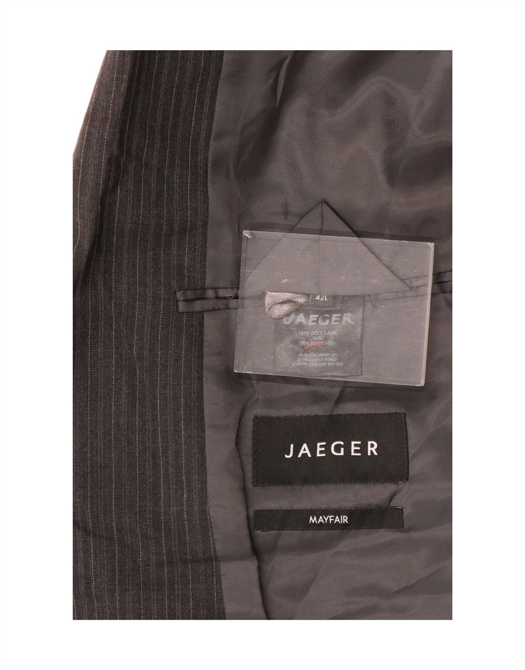 Ανδρικό μπουφάν Jaeger 2 Button Blazer UK 42 XL Μαλλί με γκρι pinstripe