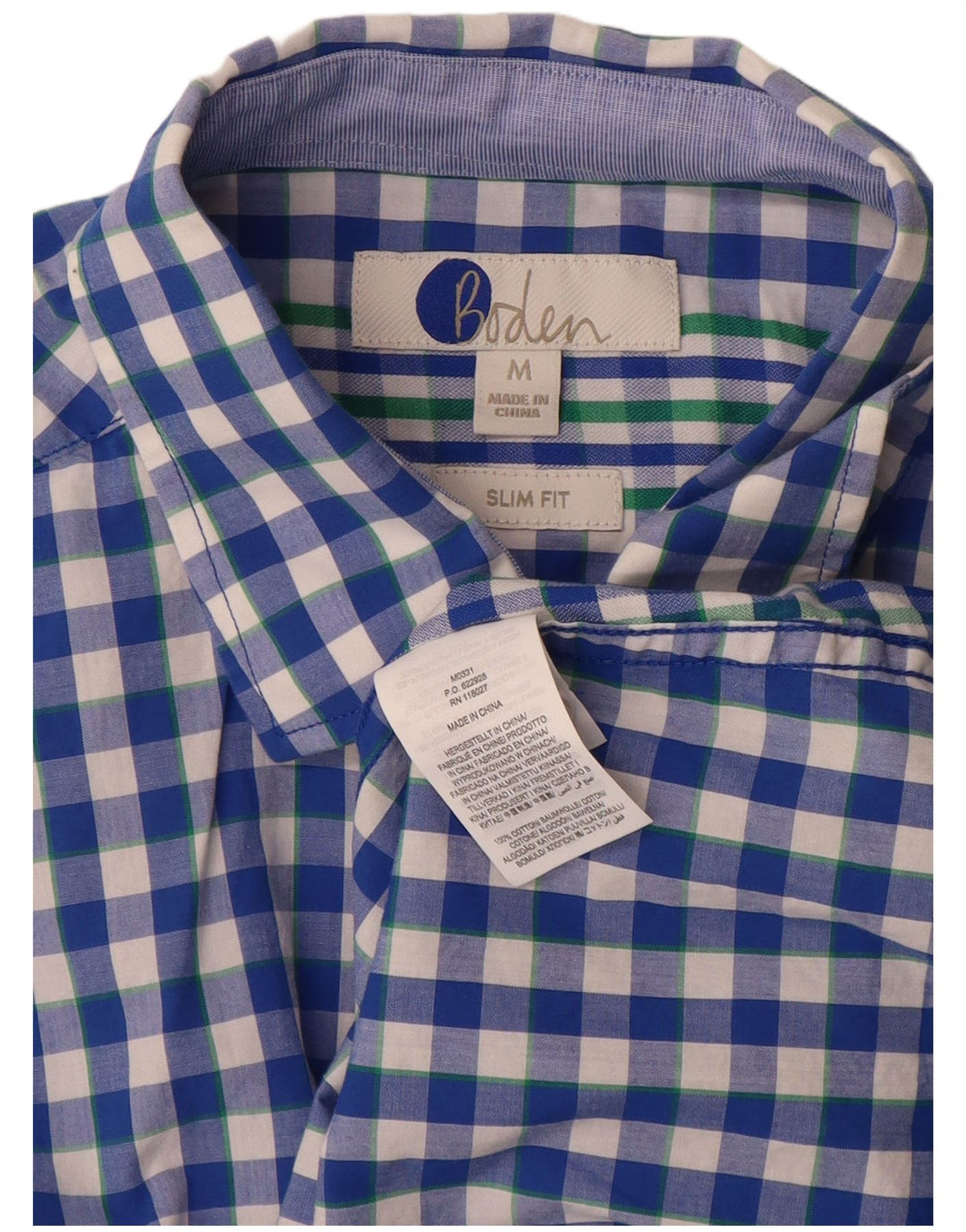 Ανδρικό πουκάμισο BODEN Slim Fit, μεσαίο μπλε βαμβακερό Gingham