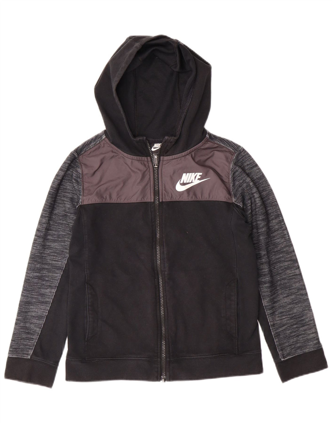 Πουλόβερ NIKE με φερμουάρ με κουκούλα 10-11 ετών, μεσαίο μαύρο βαμβακερό