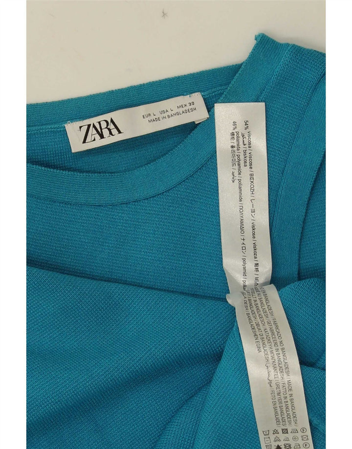 Zara Γυναικείο Γιλέκο Crop UK 14 Μεγάλη μπλε βισκόζη