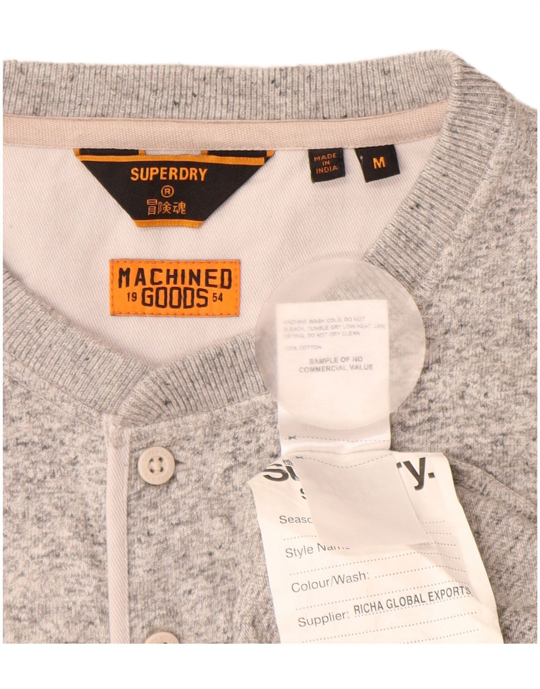 Ανδρική μπλούζα SUPERDRY Μακρυμάνικο μεσαίο γκρι βαμβακερό