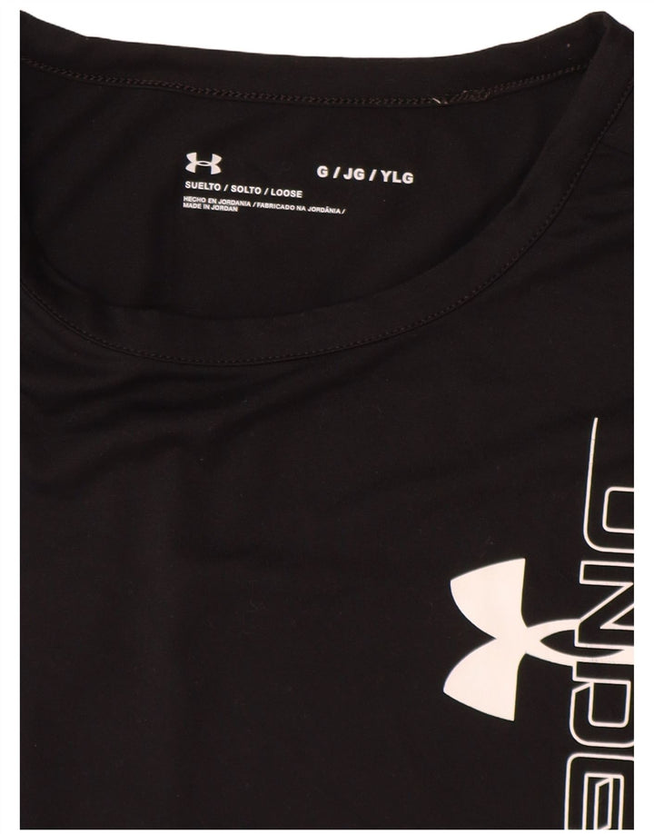 UNDER Armour Boys φαρδύ γραφικό μπλουζάκι 11-12 ετών μεγάλο μαύρο