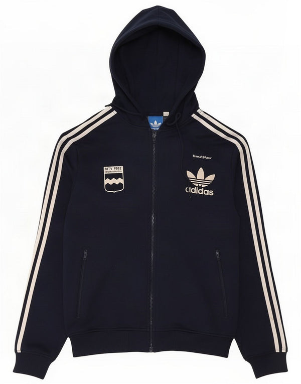 Ανδρικό πουλόβερ με κουκούλα με φερμουάρ Adidas Large Navy Blue Cotton