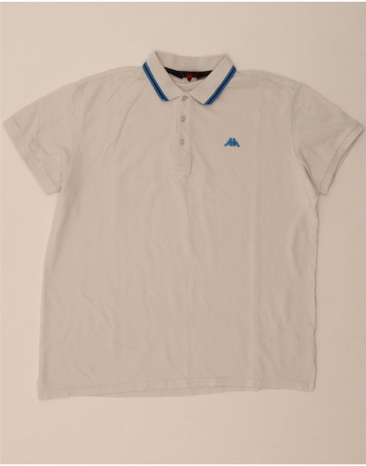 KAPPA Mens Polo Shirt 2XL White Cotton Vintage Kappa and Second-Hand Kappa from Messina Hembry 