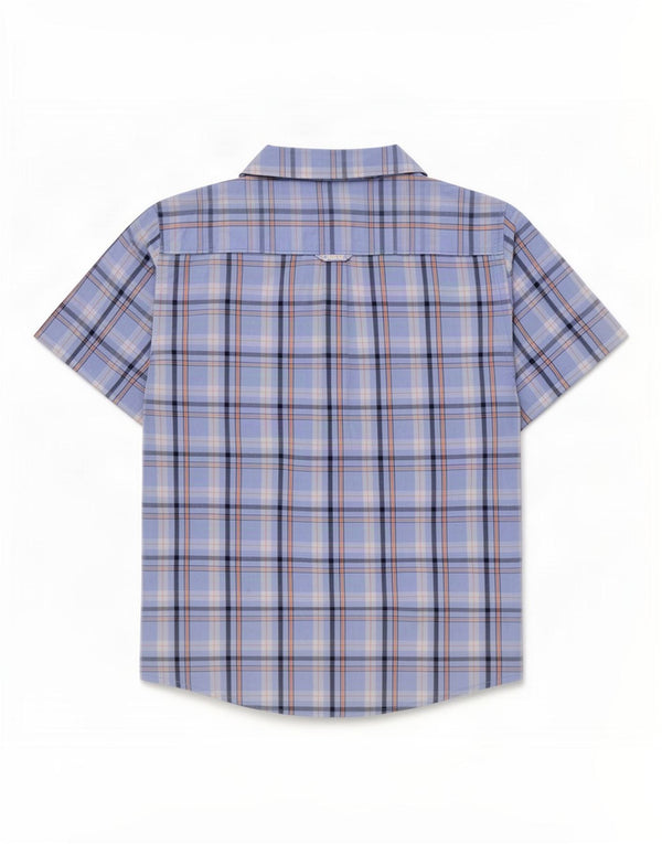 Crew Clothing Ανδρικό κοντομάνικο πουκάμισο Slim Fit Small Blue Check Cotton