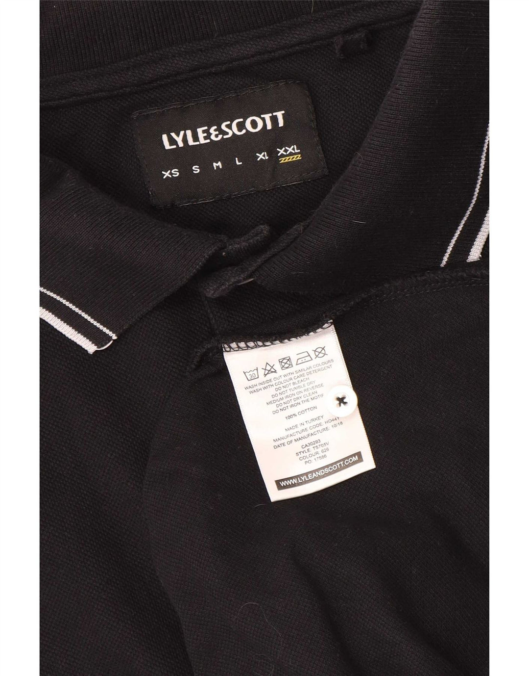 Ανδρικό πουκάμισο πόλο Lyle & Scott 2XL μαύρο βαμβακερό