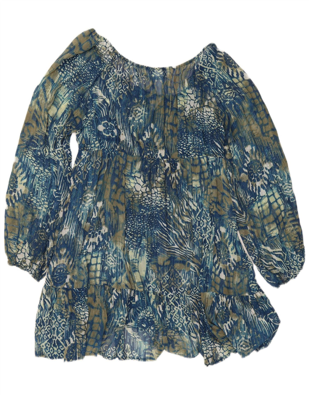 Γυναικείο μακρυμάνικο φόρεμα Wallis UK 12 Medium Blue Paisley Polyester
