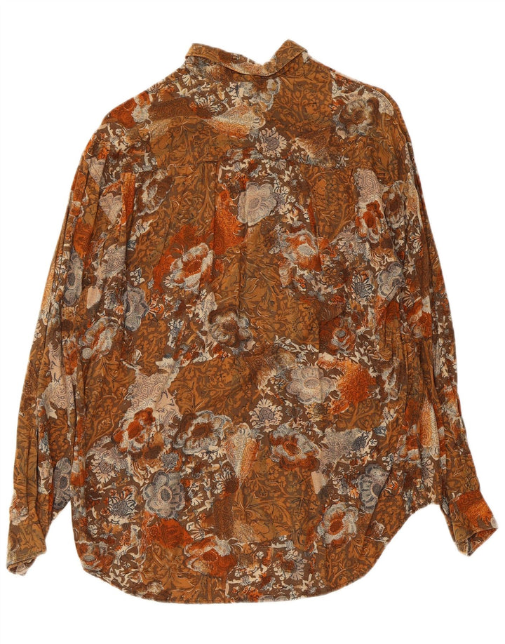 Vintage Ανδρικό πουκάμισο Μικρό Καφέ Floral