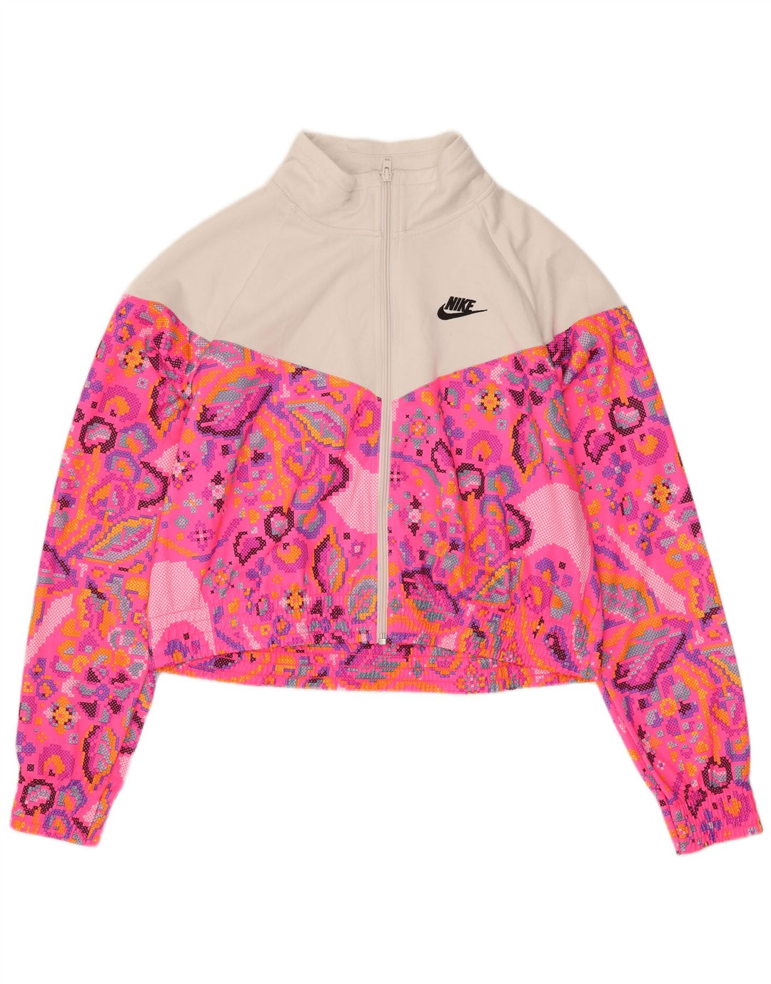 Γυναικεία φόρμα Nike Crop Top Jacket UK 16 μεγάλο ροζ γεωμετρικό πολυεστέρα