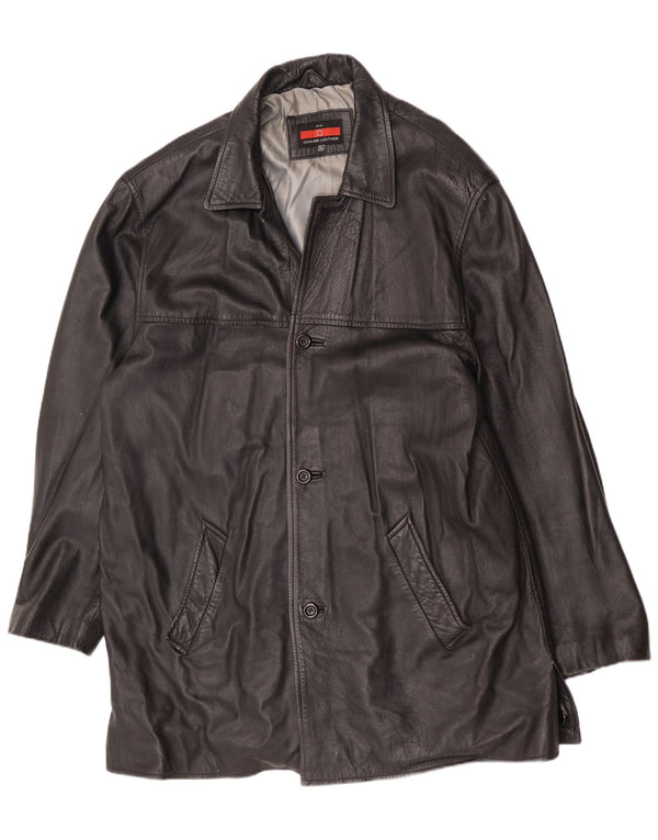 Vintage Mens Leather Coat UK 42 XL Black