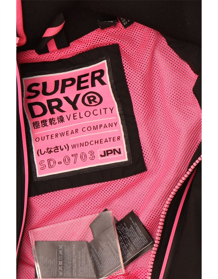 Superdry Γυναικείο Windcheater με κουκούλα Windbreaker Jacket UK 12 Medium Black