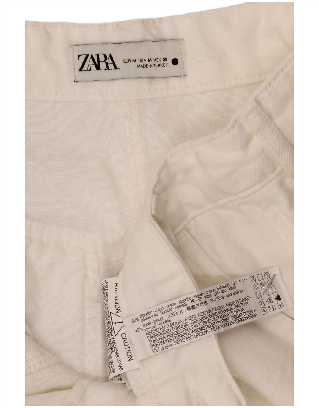 Zara Γυναικεία Τζιν Μίντι Φούστα Μεσαία W30 Λευκή Βαμβακερή