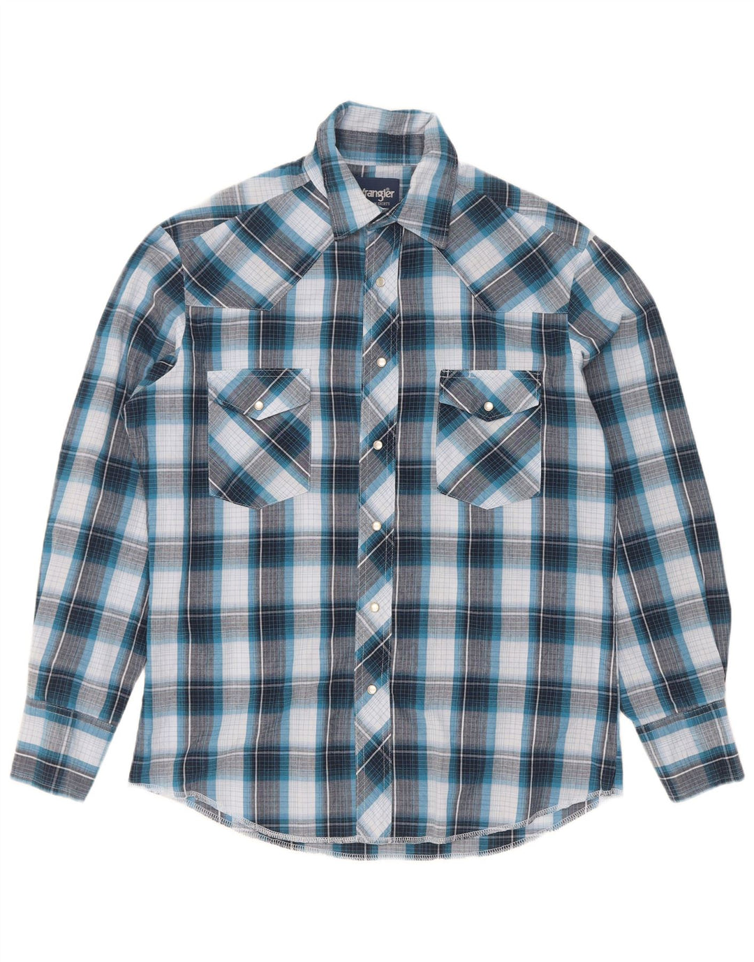 Ανδρικό πουκάμισο Wrangler με μεσαίο μπλε βαμβακερό καρέ