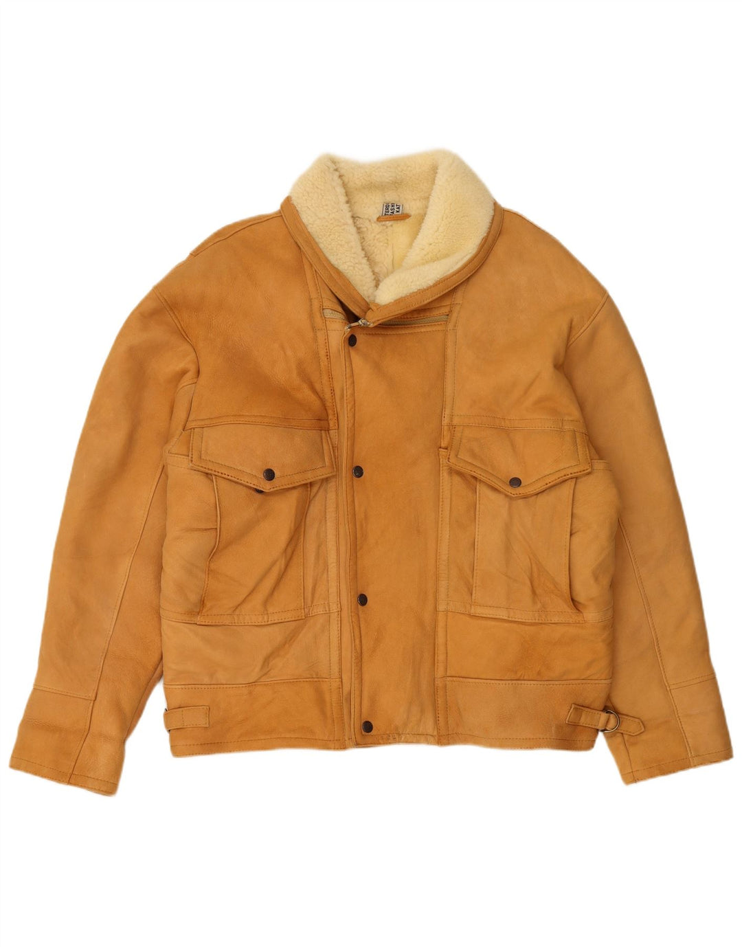 Vintage Ανδρικό Shearling Jacket UK 40 Large Beige Shearling