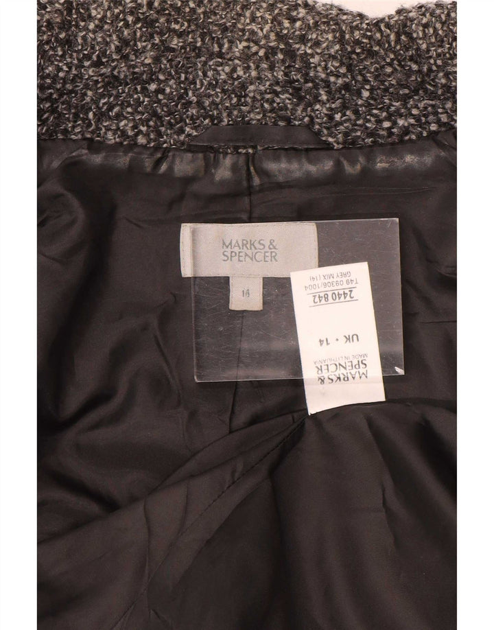 Marks & Spencer Γυναικείο μπλέιζερ με 2 κουμπιά μπουφάν UK 14 Large Grey Flecked Wool