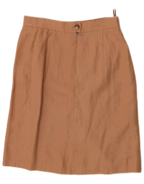 HERMES Γυναικεία ίσια Φούστα IT 44 Medium W30 Μπεζ Λινό