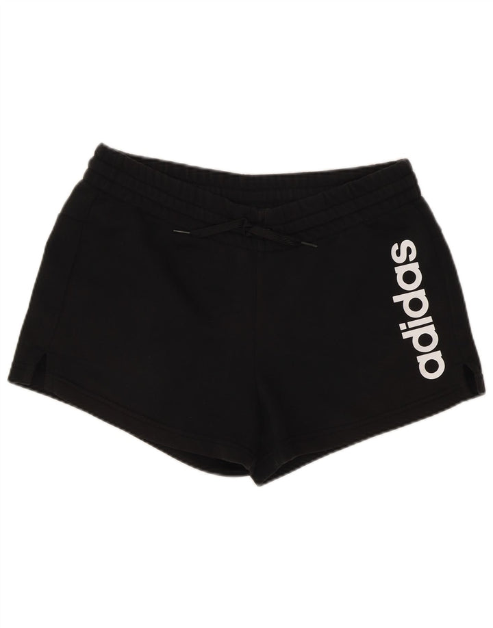 Γυναικείο γραφικό αθλητικό σορτς ADIDAS UK 12/14 μεσαίο μαύρο βαμβακερό