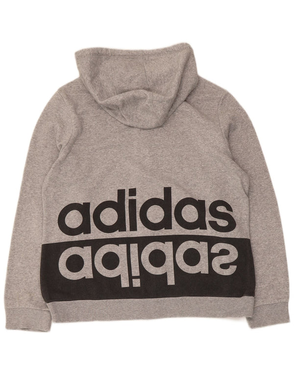 Γυναικείο πουλόβερ με κουκούλα με φερμουάρ Adidas UK 18 XL Γκρι βαμβακερό