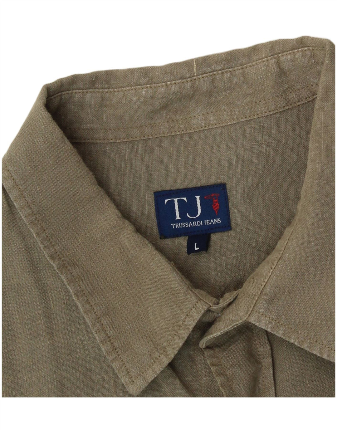 Trussardi Jeans Ανδρικό Πουκάμισο Μεγάλο Χακί Λινό