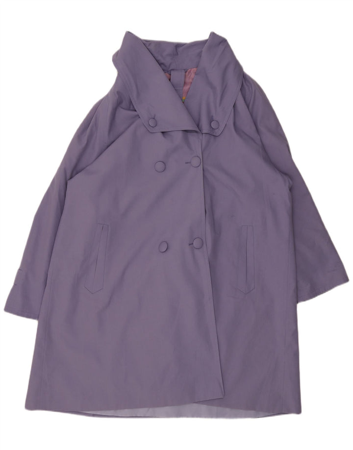 Vintage γυναικείο διπλό παλτό UK 22 2XL Μωβ πολυεστέρας