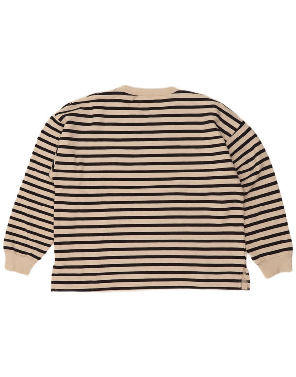 Zara Γυναικεία φούτερ μεγάλου μεγέθους Jumper UK 14 Medium Off White ριγέ