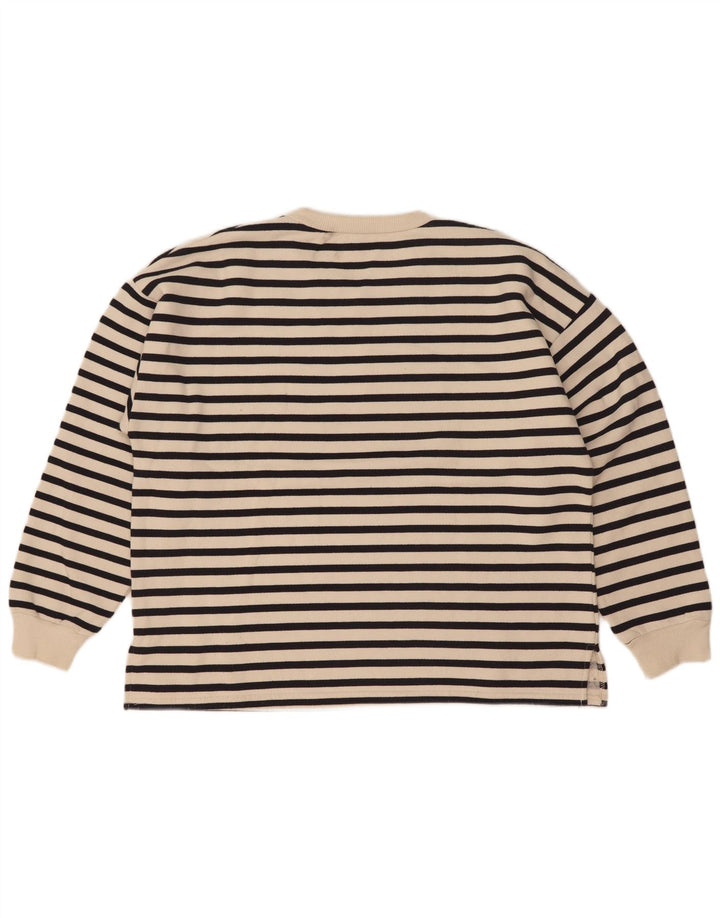 Zara Γυναικεία φούτερ μεγάλου μεγέθους Jumper UK 14 Medium Off White ριγέ