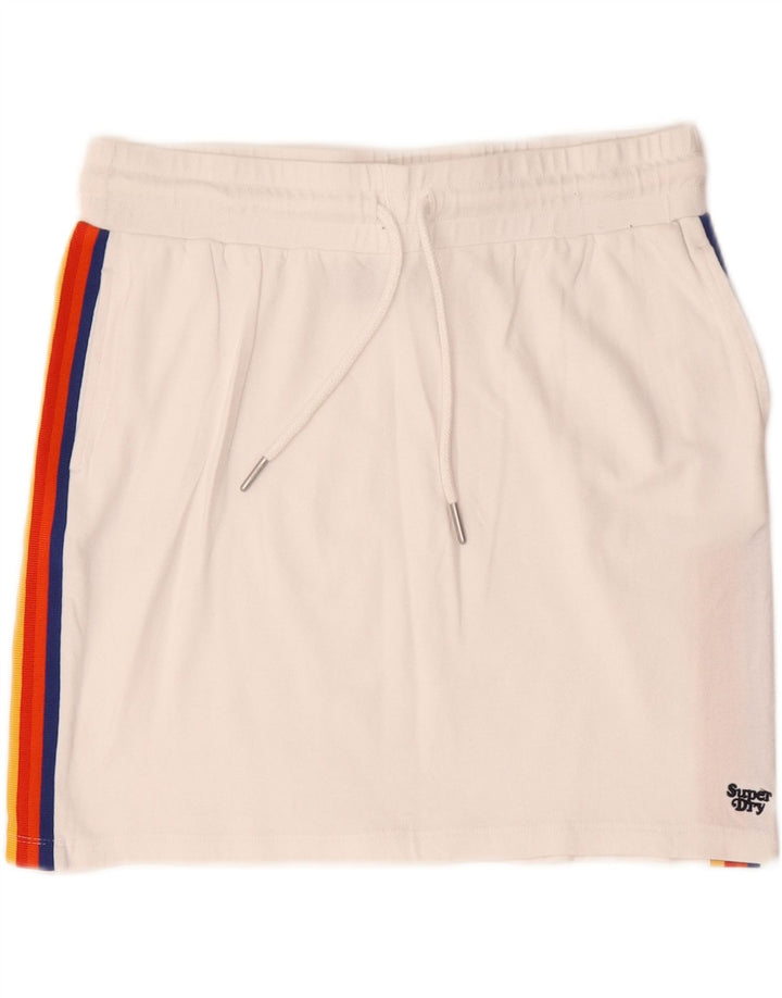 Superdry Γυναικεία Μίνι Φούστα UK 12 Medium W30 Λευκή ριγέ βαμβακερή