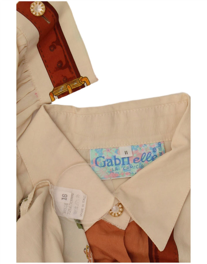 GABRI ELLE LA CAMICIA Γυναικείο γραφικό μπλούζα UK 16 Large Off White