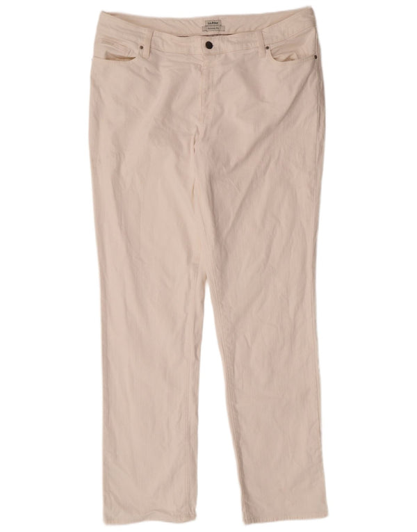 L.L.BEAN Womens Favorite Fit Slim Jeans US 18 XL W38 L32 White Cotton