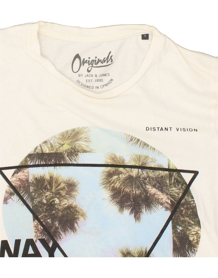 JACK & JONES Mens Graphic T-Shirt Top Small Off White Cotton | Vintage Jack & Jones | Thrift | Second-Hand Jack & Jones | Used Clothing | Messina Hembry 