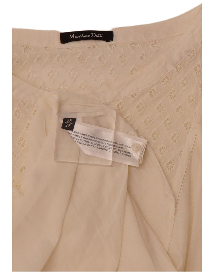 MASSIMO DUTTI Γυναικεία μπλούζα 3/4 μανίκια μπλούζα EU 38 Small Off White Ramie