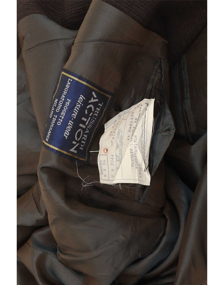 Trussardi Ανδρικό σακάκι σακάκι με 3 κουμπιά IT 50 Large Brown Pinstripe Acetate