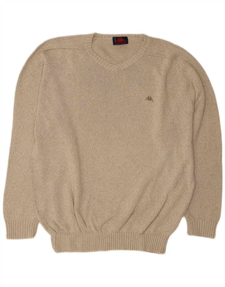 Ανδρικό πουλόβερ Kappa με V λαιμόκοψη 3XL σε μπεζ φλύκταινες