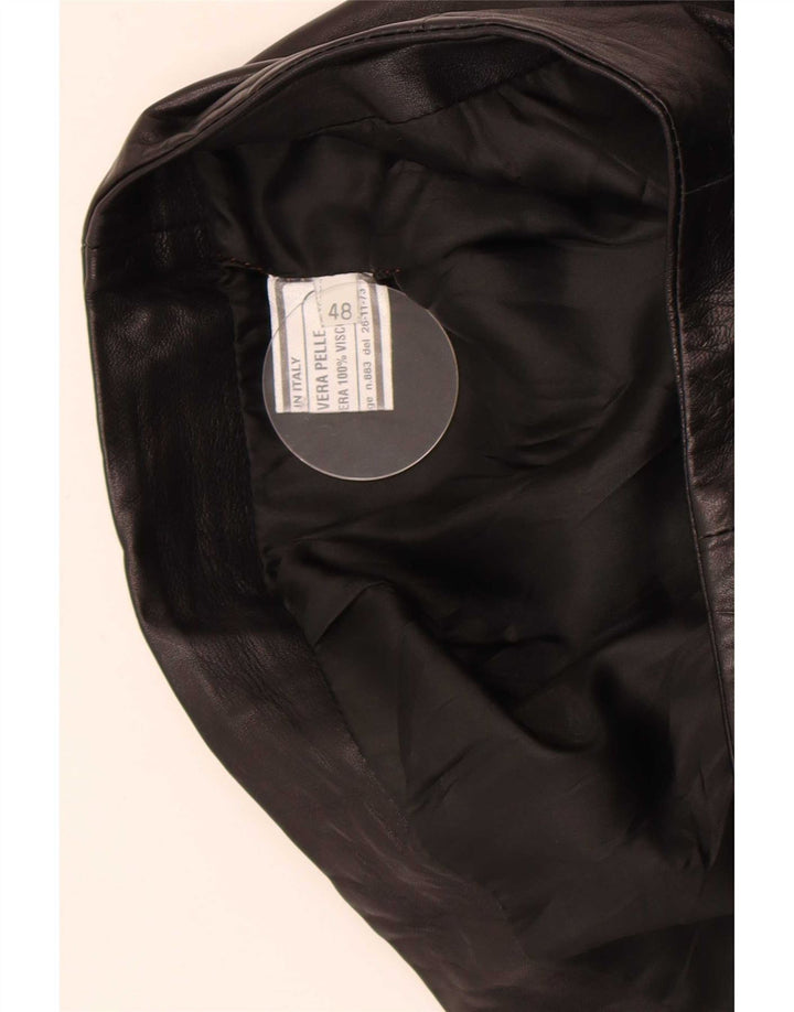 Vintage Γυναικεία Δερμάτινη Φούστα IT 48 XL W32 Μαύρη Δερμάτινη
