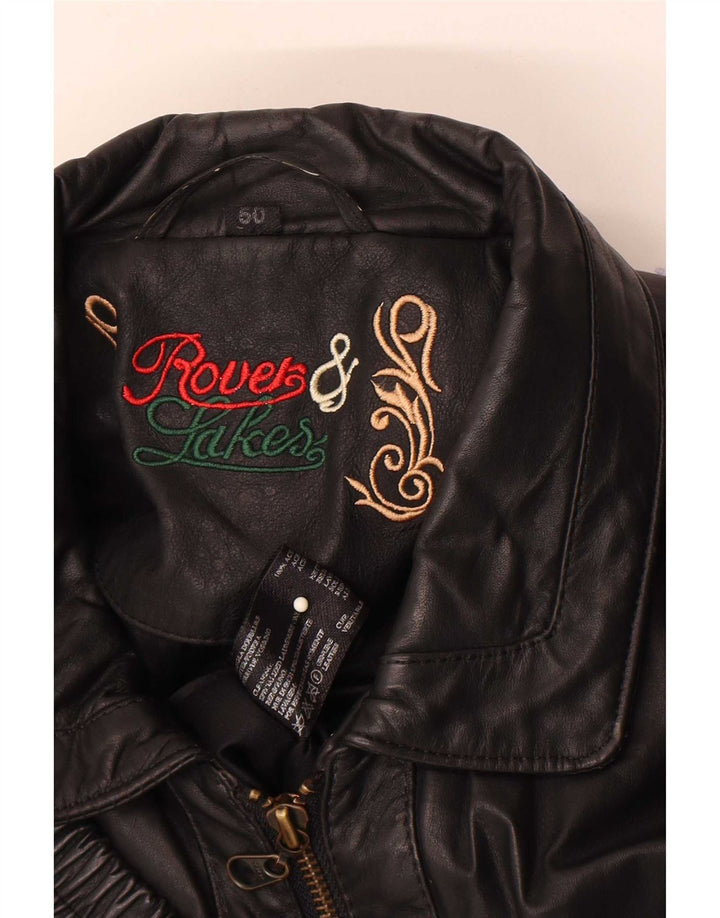 Rover & Lake Mens Leather Gilet IT 50 Large Black