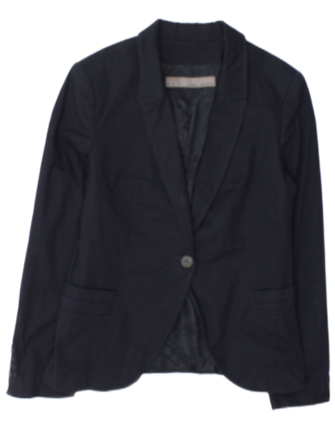 Zara Γυναικείο μπλέιζερ 1 κουμπιού μπουφάν UK 12 Medium Navy Blue
