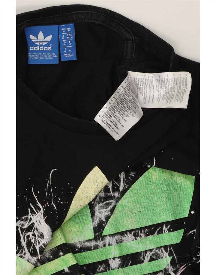 Ανδρικό γραφικό T-Shirt Adidas Top Μεσαίο μαύρο βαμβακερό