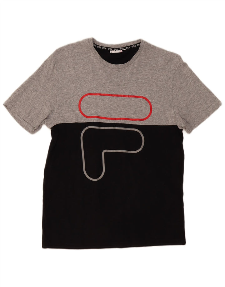 Ανδρικό γραφικό μπλουζάκι FILA Top Small Grey Colourblock Βαμβακερό