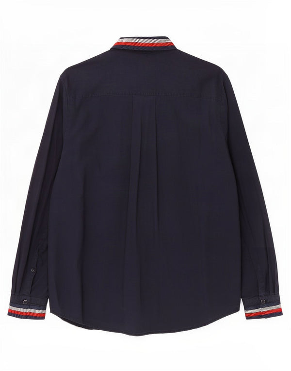 Tommy Hilfiger γυναικείο υπερμεγέθη πουκάμισο UK 14 Large Navy Blue ριγέ βισκόζη