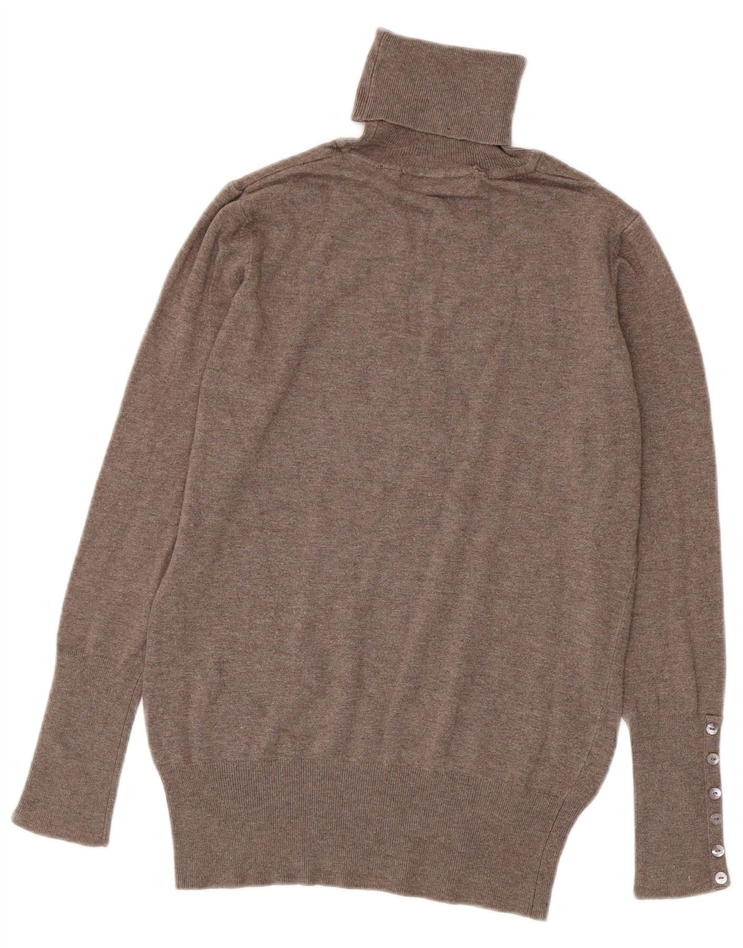Zara Γυναικείο πουλόβερ με ρολό λαιμόκοψη UK 14 Large Brown Rayon