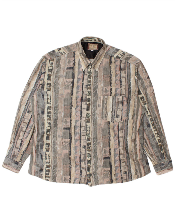 Vintage Ανδρικό πουκάμισο Fleece Μεγάλο Γκρι Γεωμετρικό